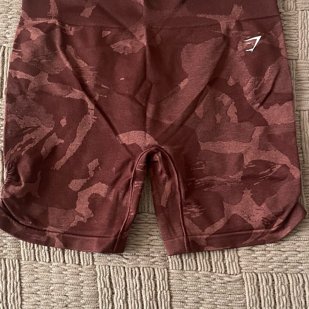 Gymshark Women's Athletic Shorts in Maroon Camo